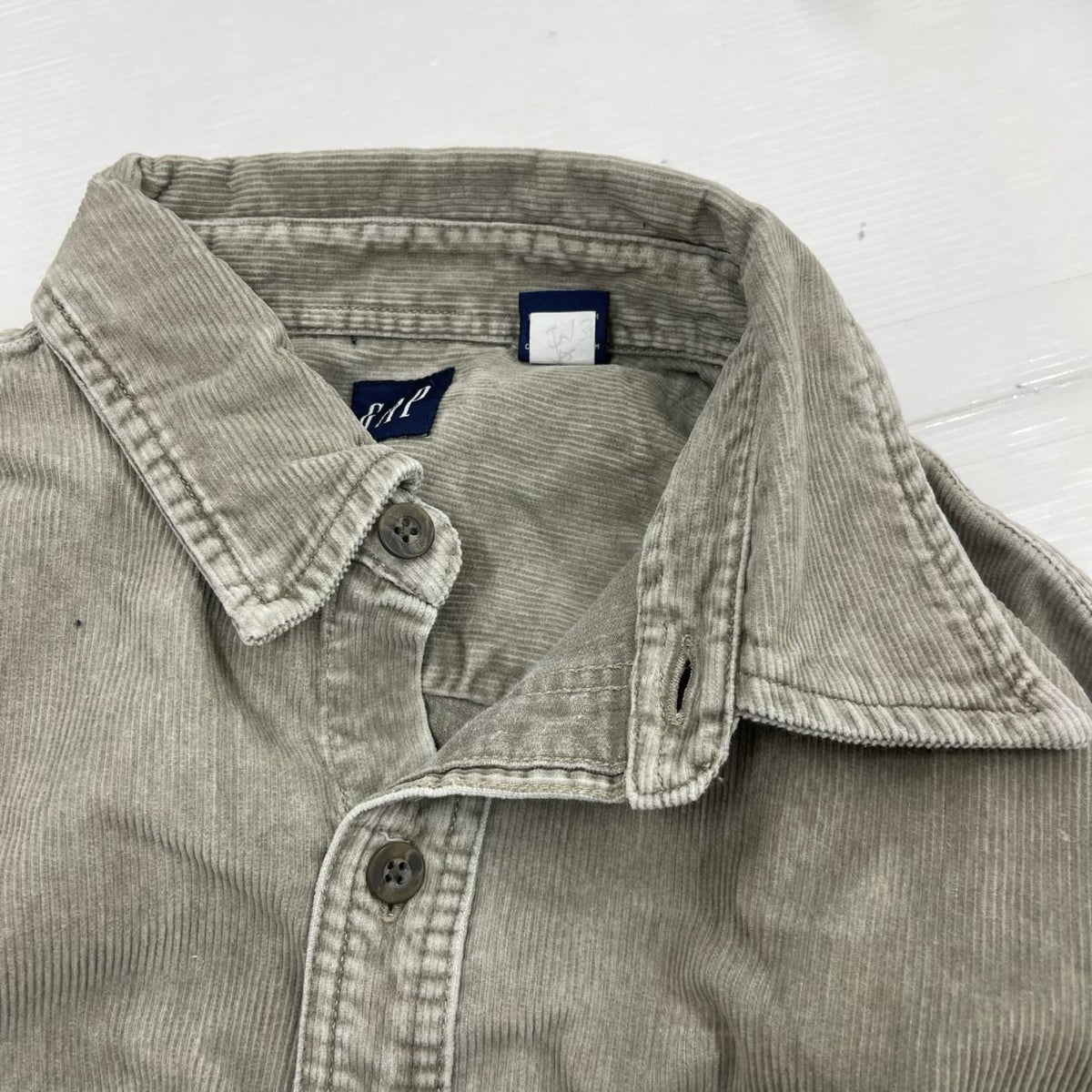 長袖シャツ GAP 00s フラポケ コーデュロイシャツ グレージュ L グレー
