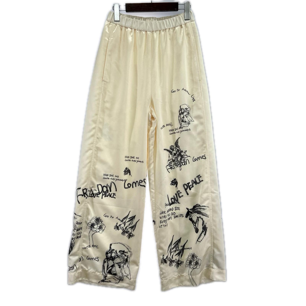 パンツ Drawing Print Easy Pants/WHT/38 ホワイト