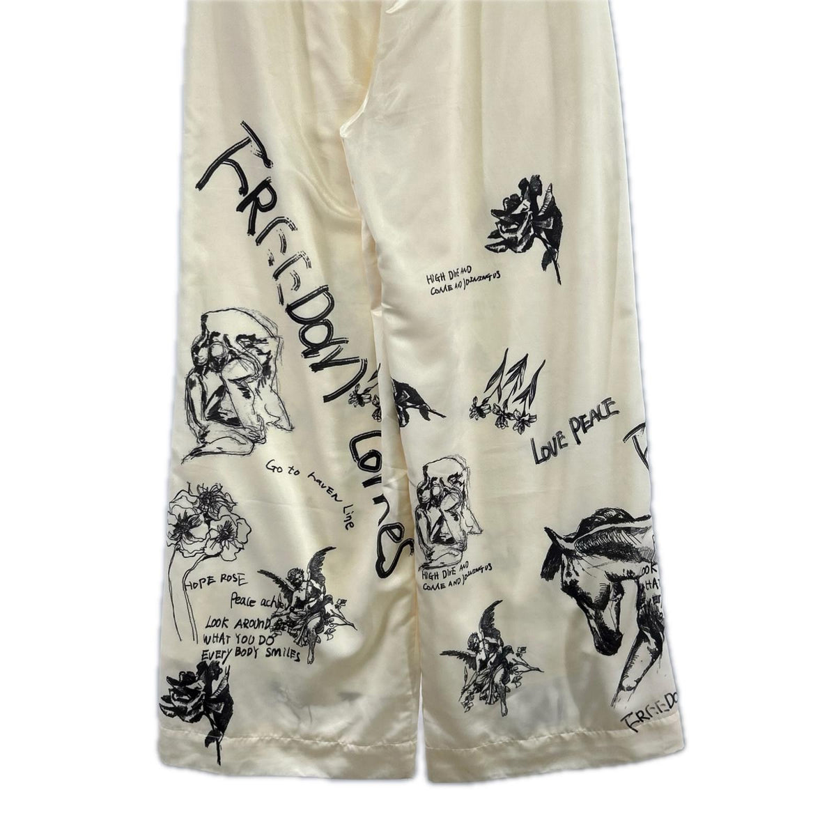 パンツ Drawing Print Easy Pants/WHT/38 ホワイト