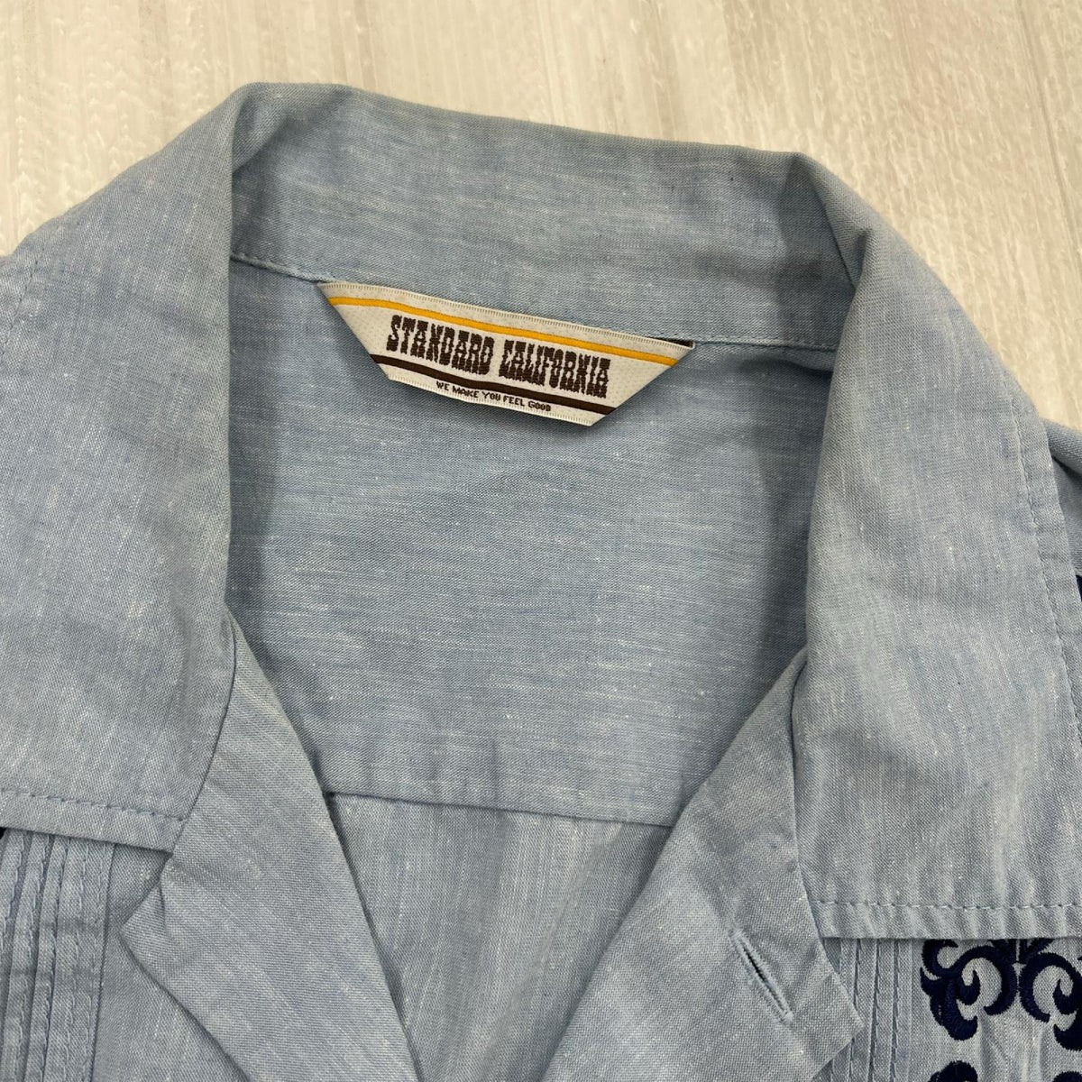 半袖シャツ キューバシャツ ブルー L ブルー