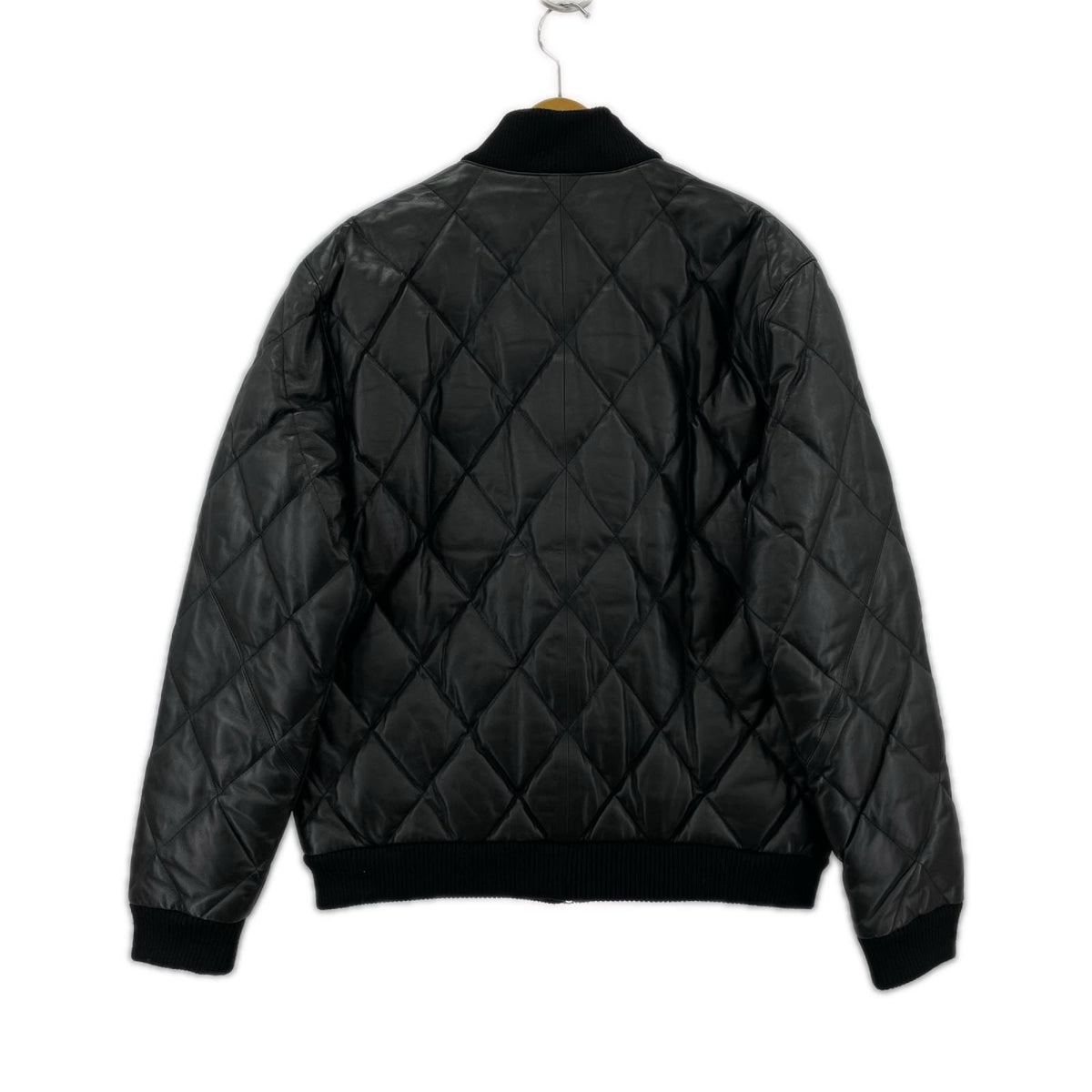 レザージャケット シープスキン キルティングレザーダウンジャケット BLK L L ブラック