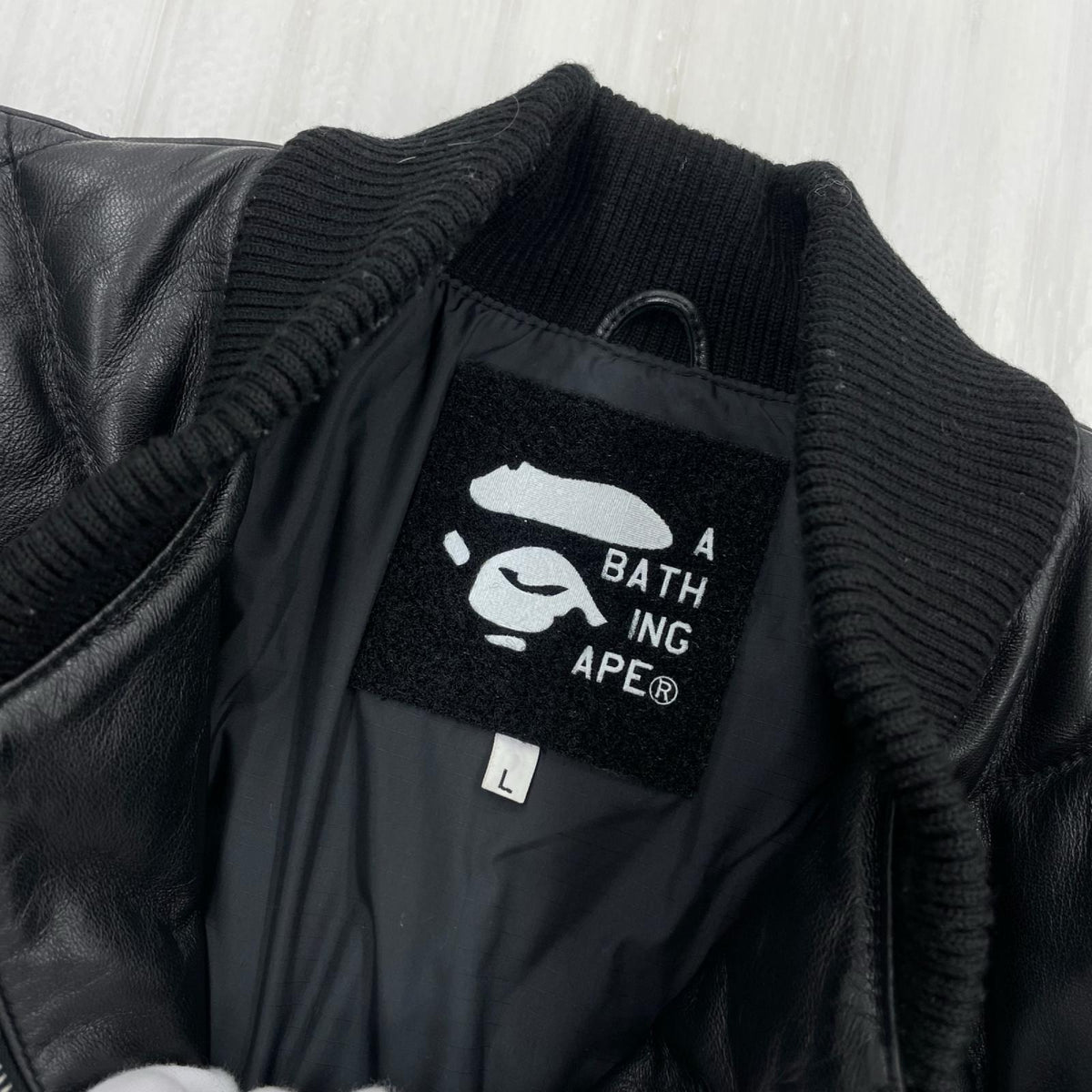 レザージャケット シープスキン キルティングレザーダウンジャケット BLK L L ブラック