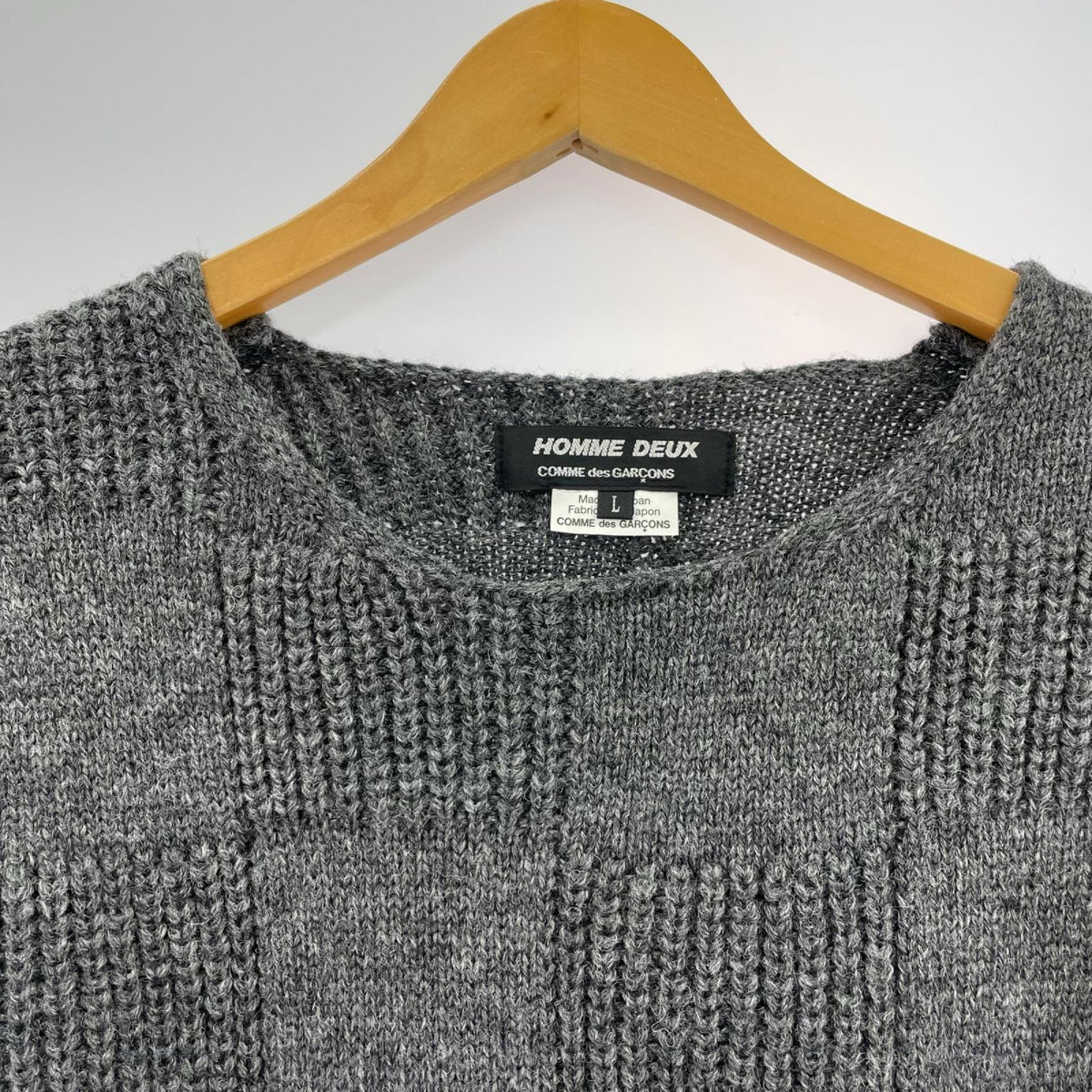 ニット HOMME DEUX 25AW ウール天竺×片畔編み(L) L グレー