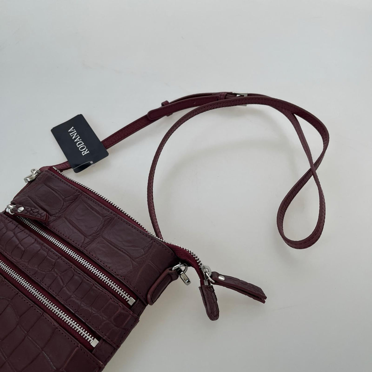 ショルダーバッグ RODANIA クロコダイル革 RED レッド