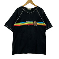 半袖Tシャツ 90S レインボーグラフィック ホワイトライン 黒 (L) L ブラック