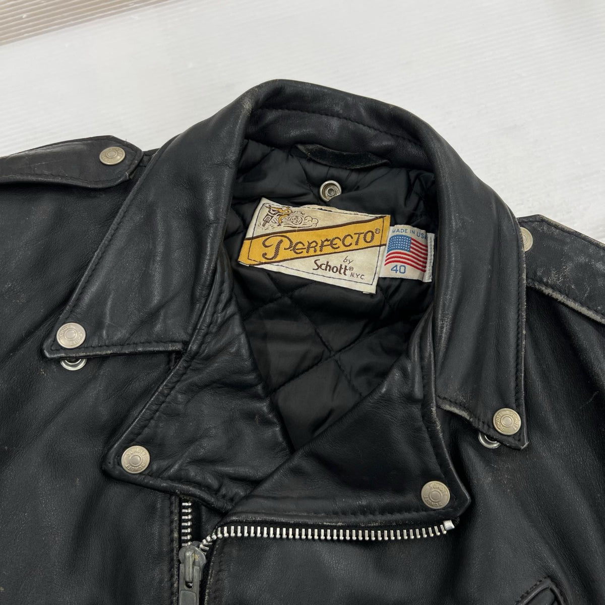 レザージャケット 80s 後期バイカータグ ライダースジャケット 40 40 ブラック