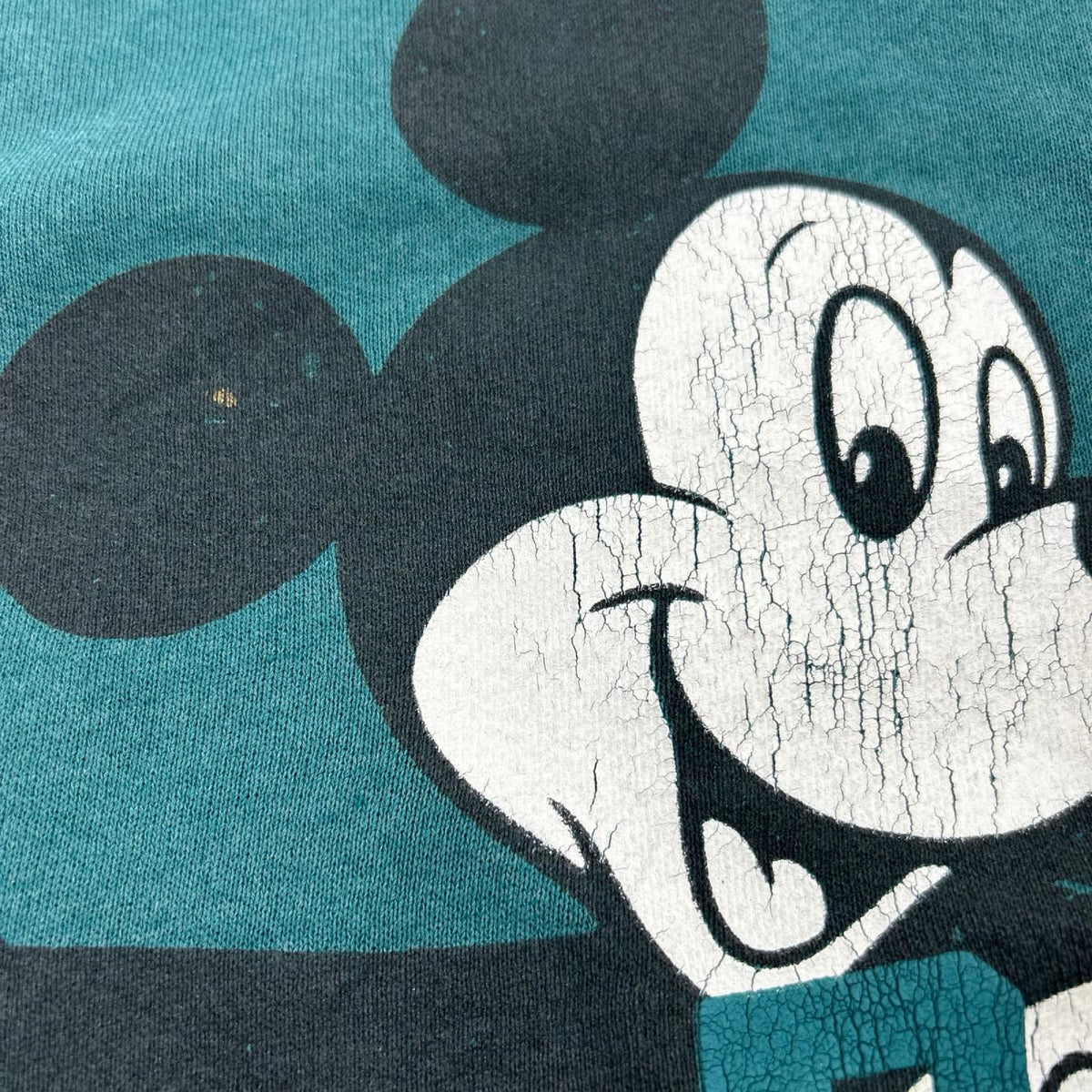 スウェット 80~90S USA製 Disney ミッキープリント 緑 (-) グリーン
