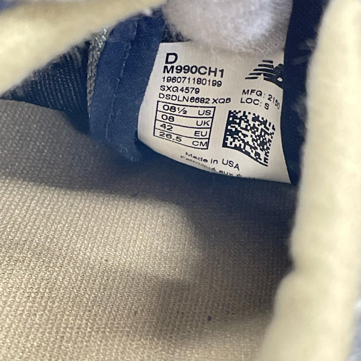 スニーカー NEW BALANCE×Carhartt USA製 M990CH1 NAVY 紺 26.5cm (US8 1/2 UK8 EU43) ネイビー