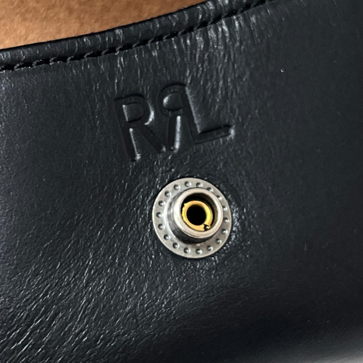 その他アクセサリー RRL コンチョボタン レザー眼鏡ケース 黒 ブラック