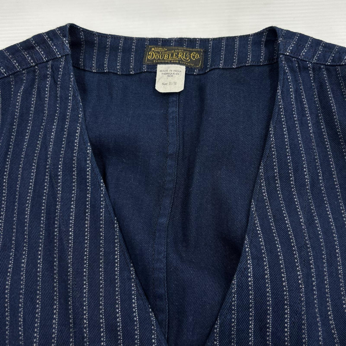 その他アウター RRL ウォバッシュストライプ メタルボタン インディゴベスト XL 紺 ネイビー