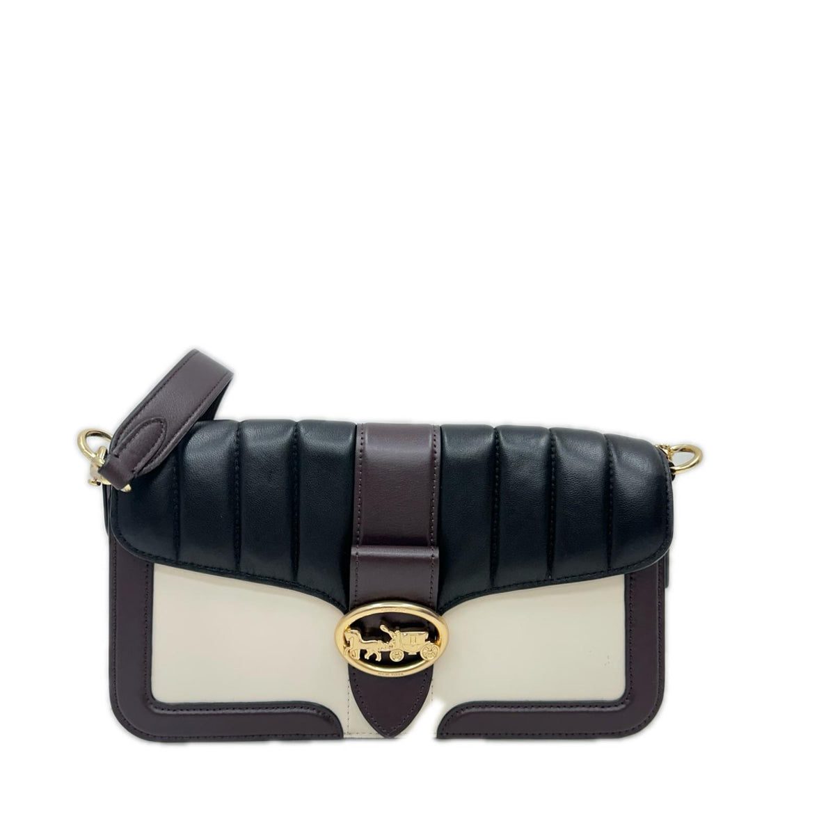 COACH/2WAYレザーショルダーバッグ/BWN/BLK/BEG