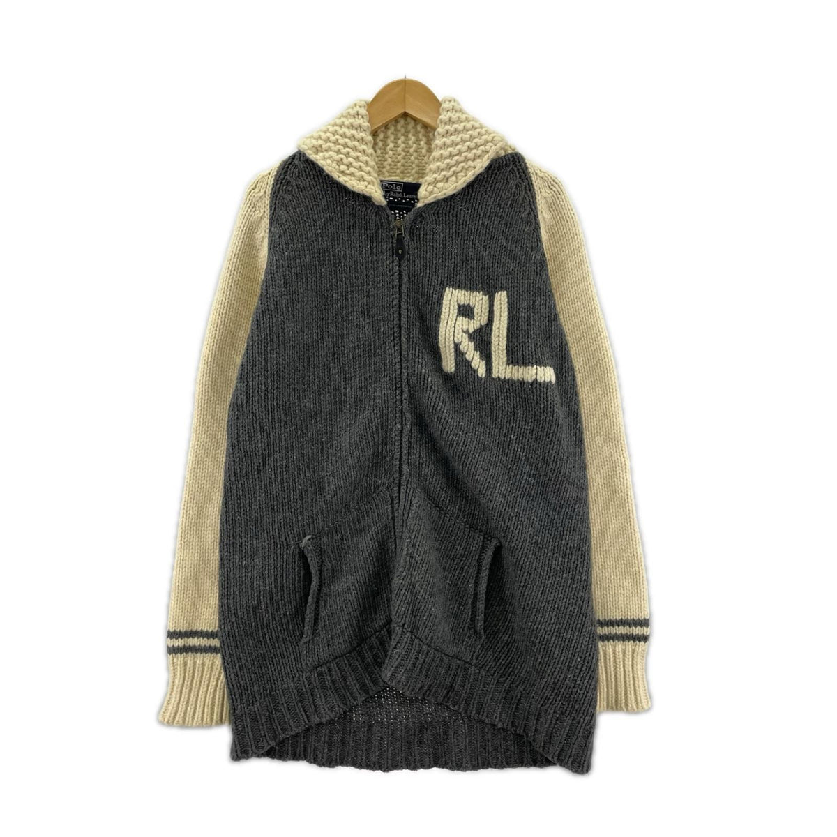 ジャケット RLロゴ ラムウールショールカラーニットジャケット GRY M M グレー