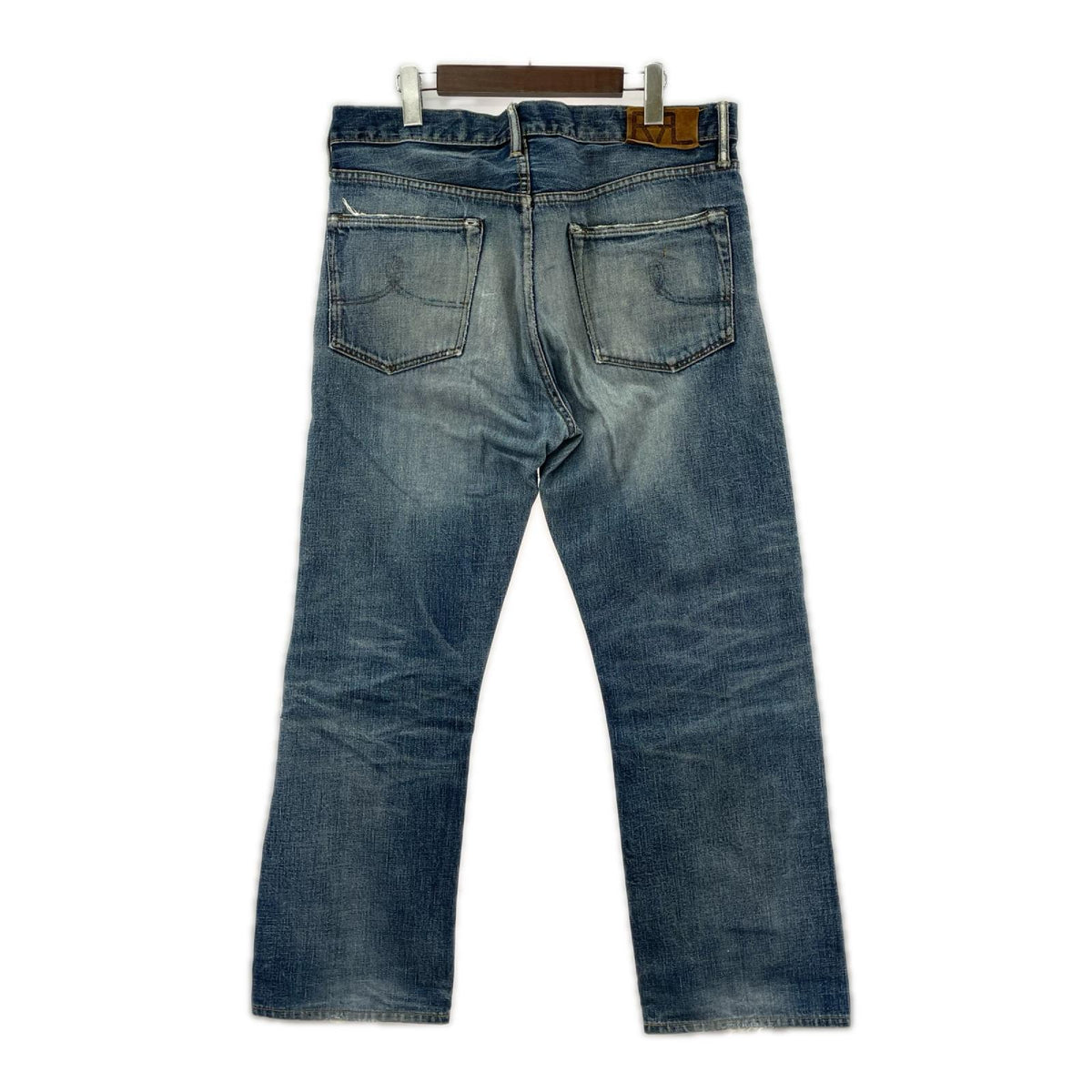 デニムパンツ ダメージセルビッジデニム W32 ブルー