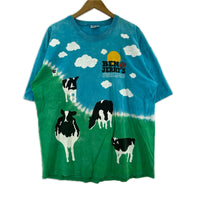 半袖Tシャツ 90s USA製 BEN&JERRY'S アイスクリーム 総柄 (XL)