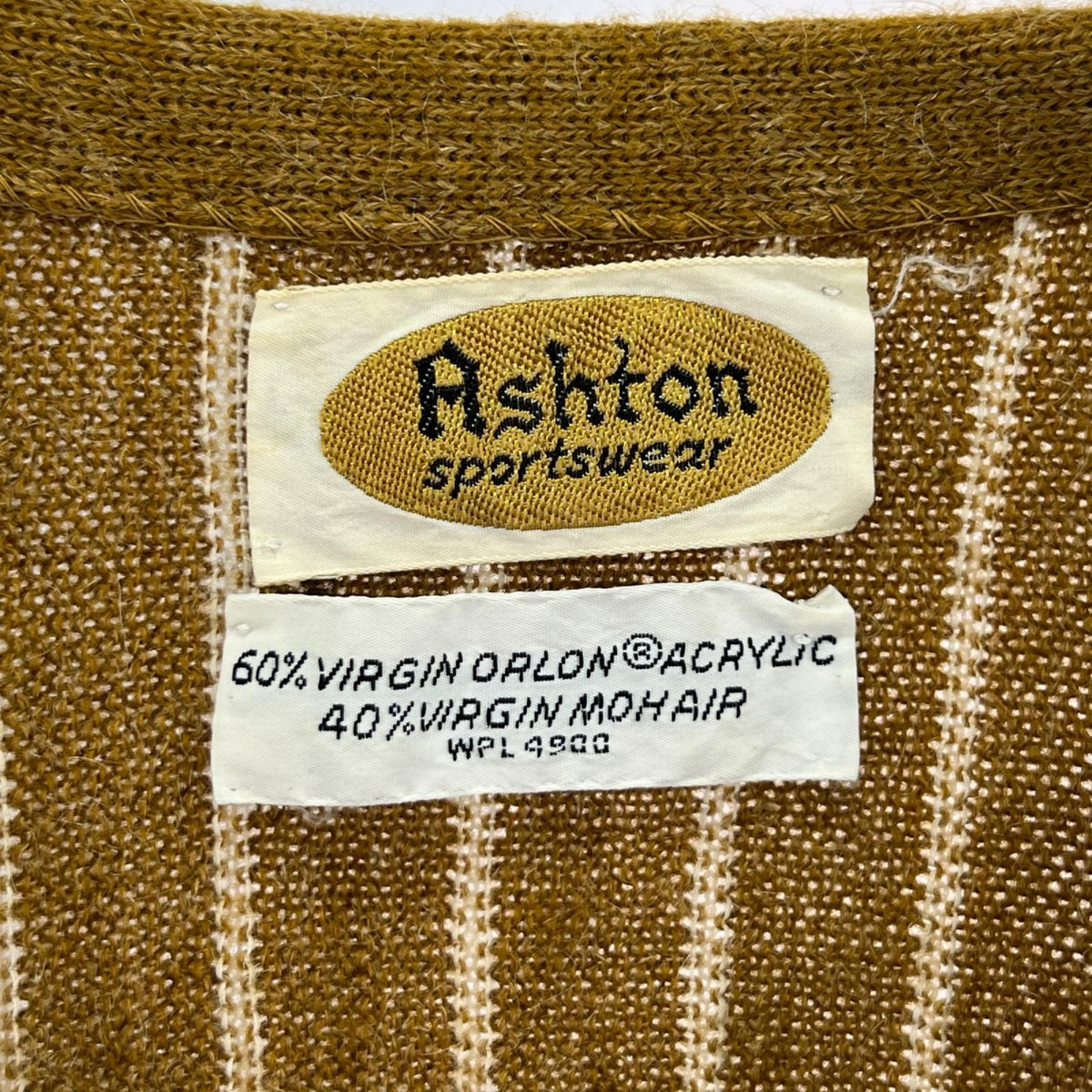 カーディガン 60S Ashton Sportwear オーロンアクリル モヘア混 茶 ブラウン