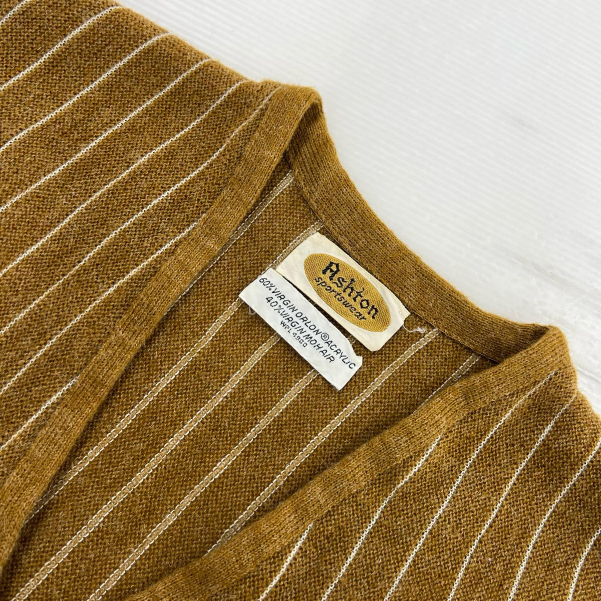 カーディガン 60S Ashton Sportwear オーロンアクリル モヘア混 茶 ブラウン
