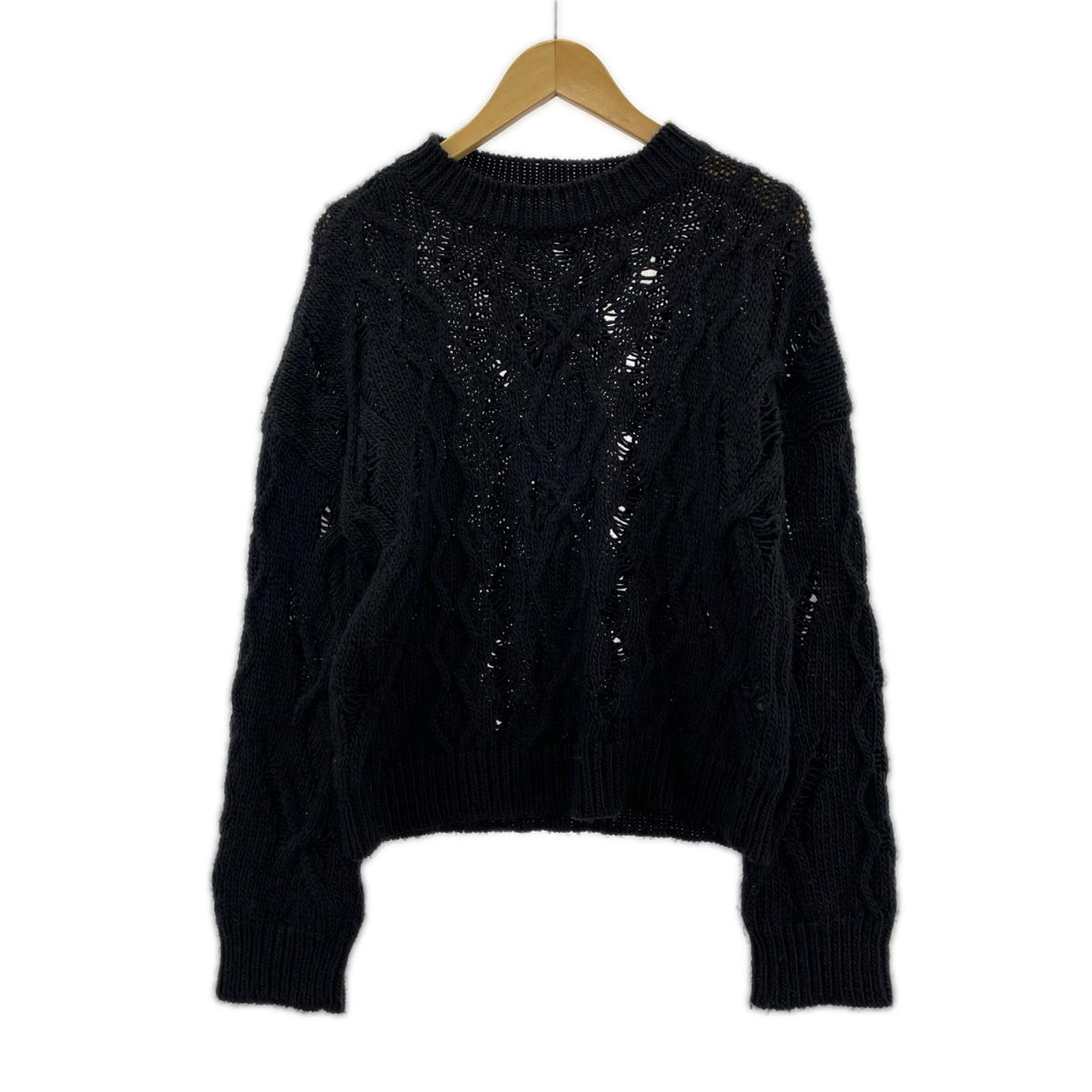 ニット CABLE SONAR ROUNDNECK 黒 (44) 44 ブラック