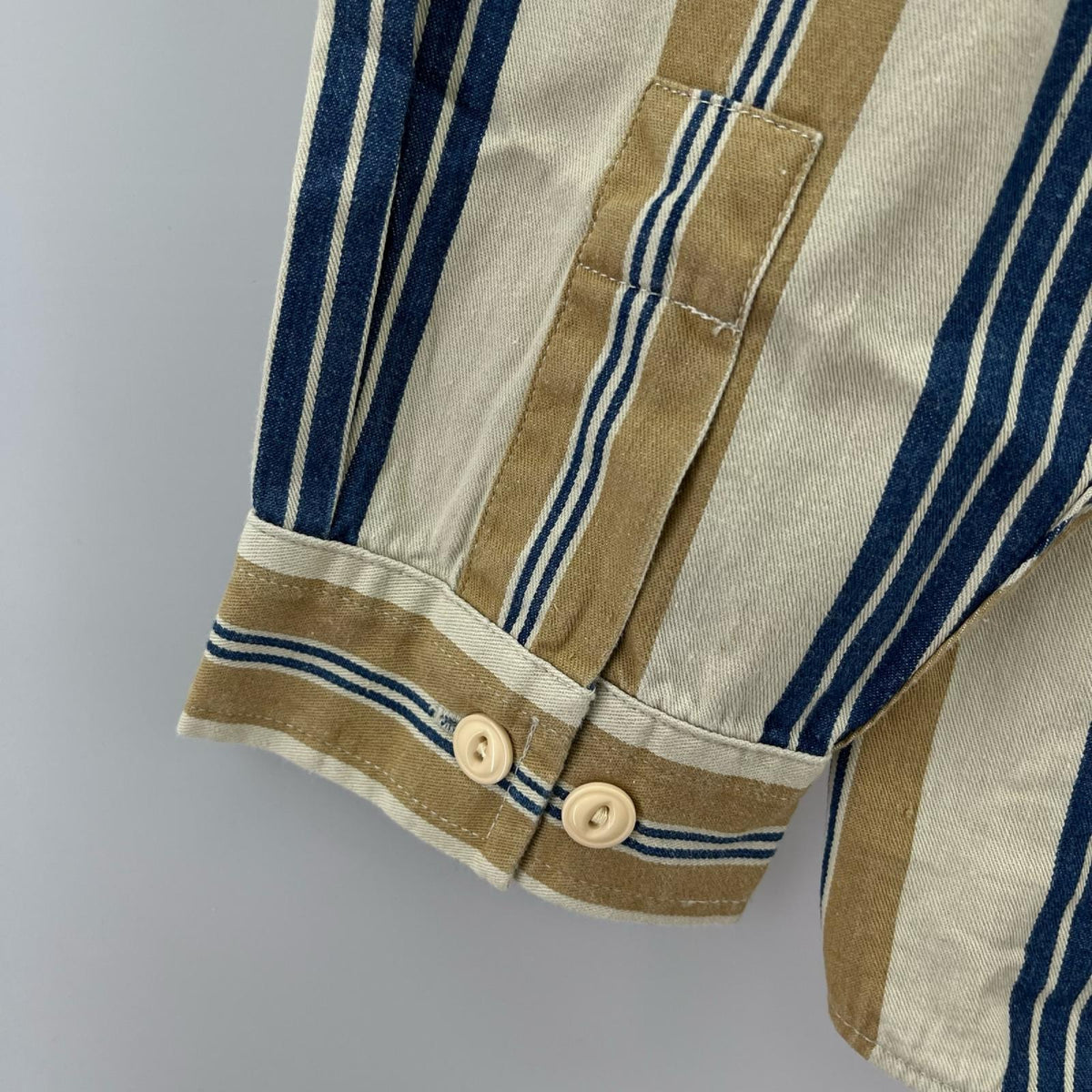 長袖シャツ 90s multi-Stripe LSShirt M 総柄 M ベージュ