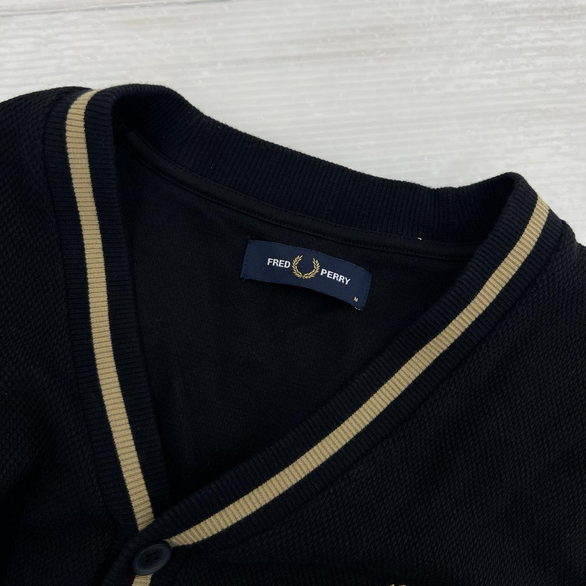 カーディガン Tipped Pique Texture Cardigan 黒 M ブラック