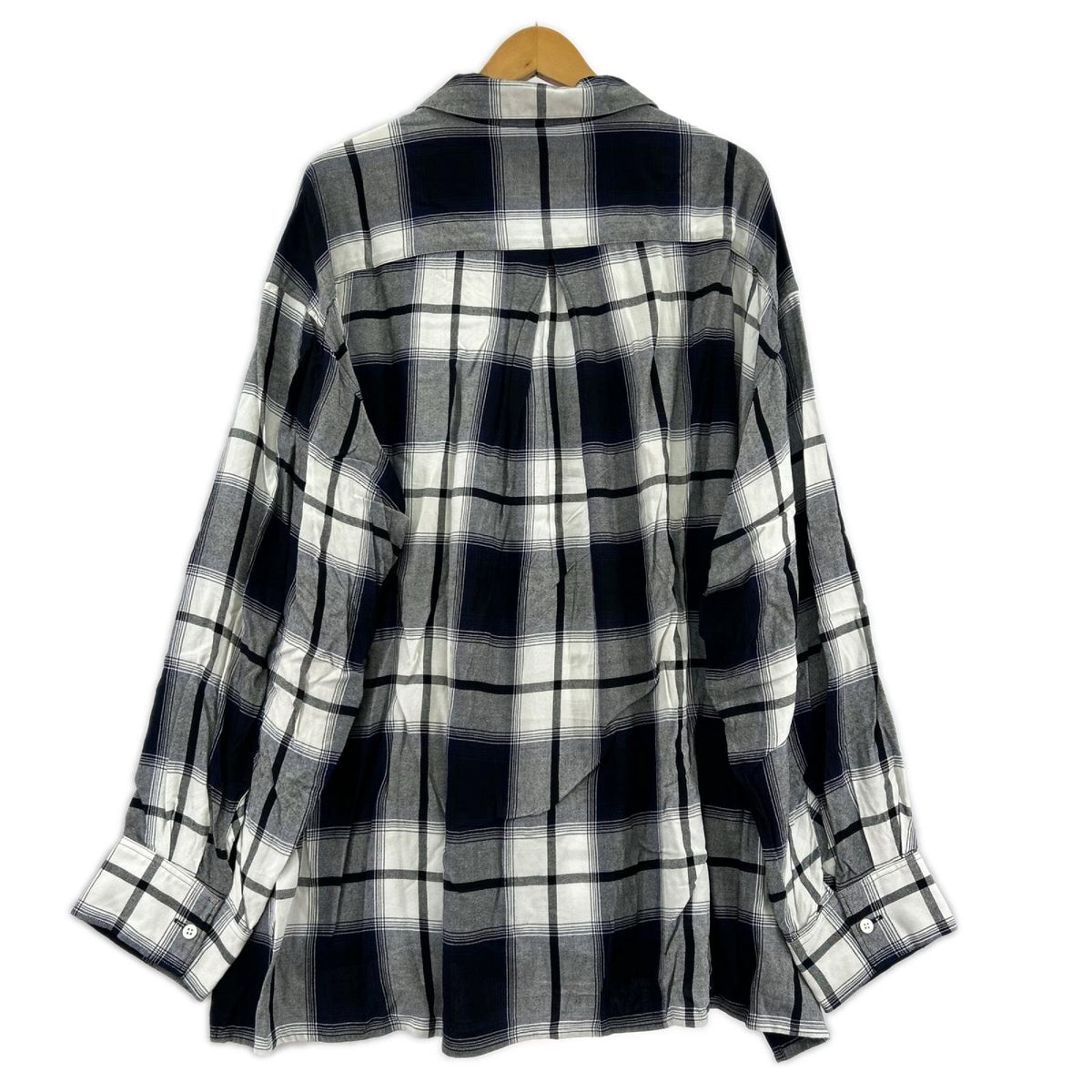 長袖シャツ Afiit 25SS CHECK SHIRT BLUE レーヨンオープンカラーシャツ 2 紺 2 ネイビー