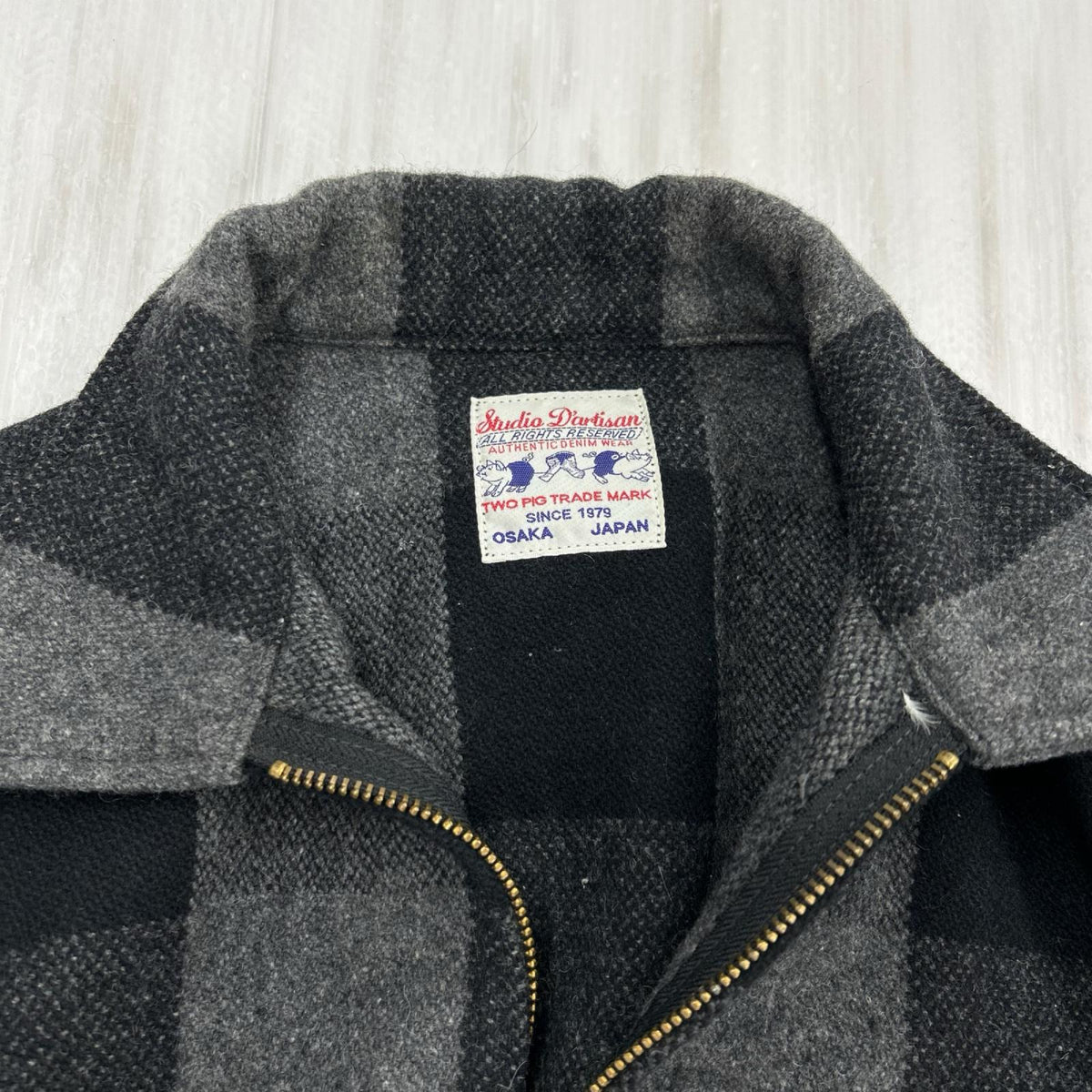 ジャケット ウール チェック (M) M ブラック