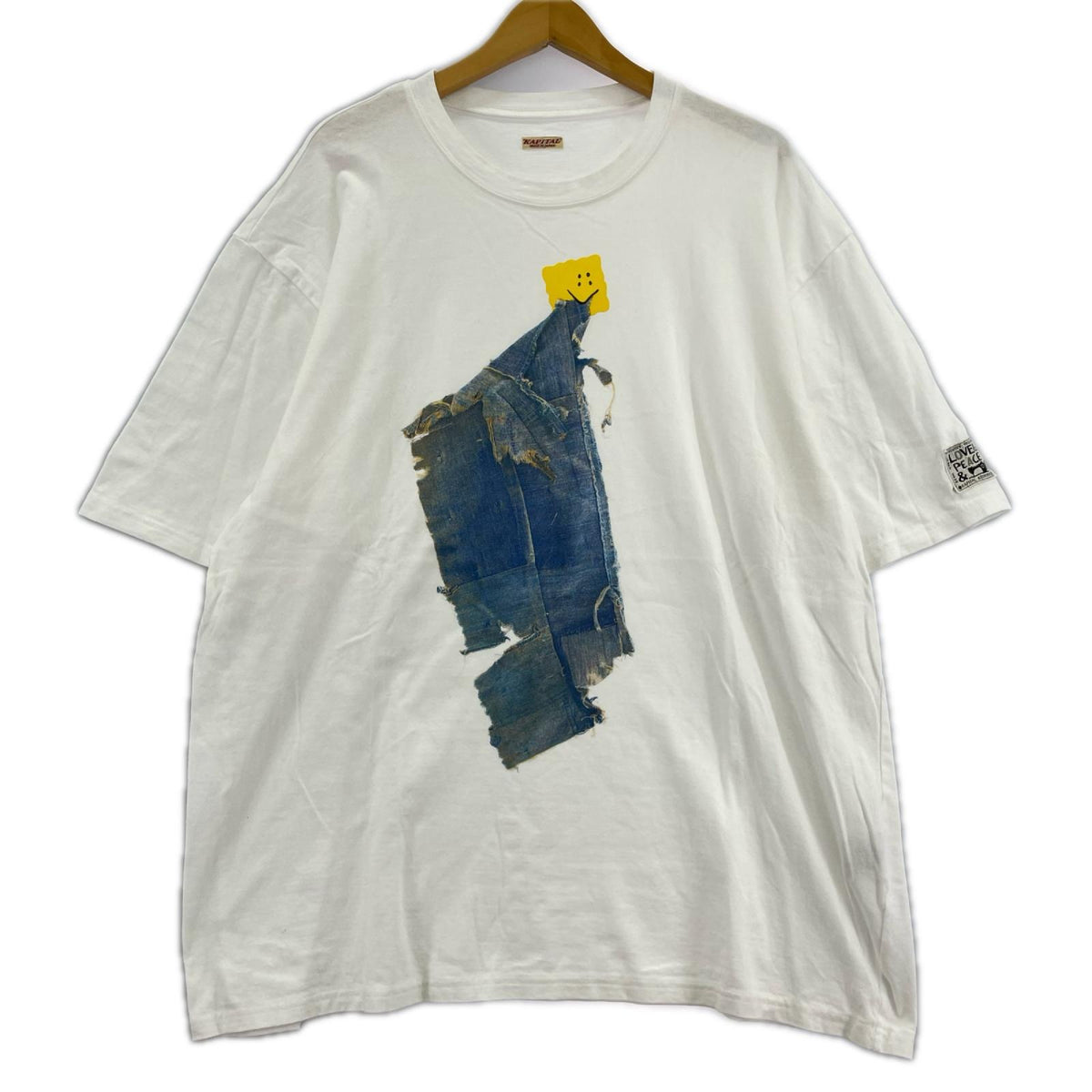 半袖Tシャツ KAPITAL 26SS 20/-天竺クルーT(PECKISH BORO PIECE) XL ホワイト ホワイト