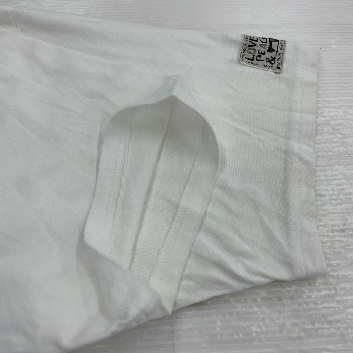 半袖Tシャツ KAPITAL 26SS 20/-天竺クルーT(PECKISH BORO PIECE) XL ホワイト ホワイト