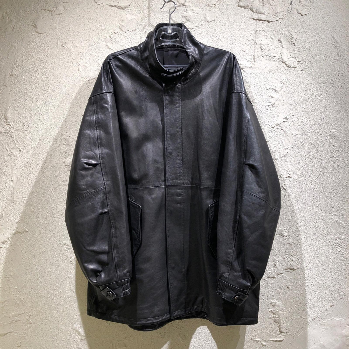 レザージャケット 23ss レザーモッズコート S ブラック ヤギ革