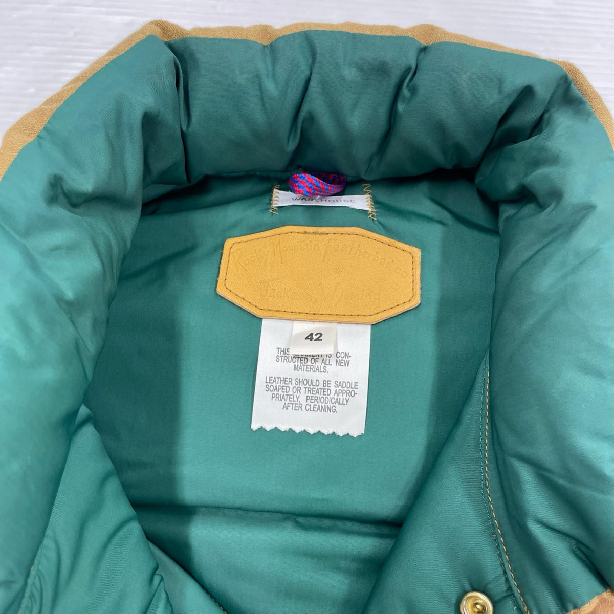 ダウンベスト Rocky Mountain 別注 ヨークレザー ベージュ (42) 42 ブラウン
