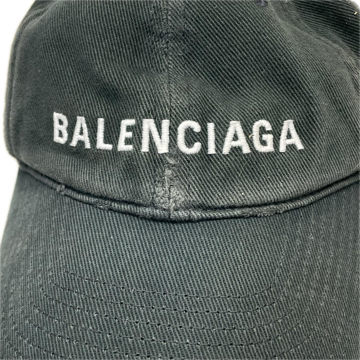 BALENCIAGA ロゴ刺繍 ダメージ加工 ベースボールキャップ M 673319 410B2