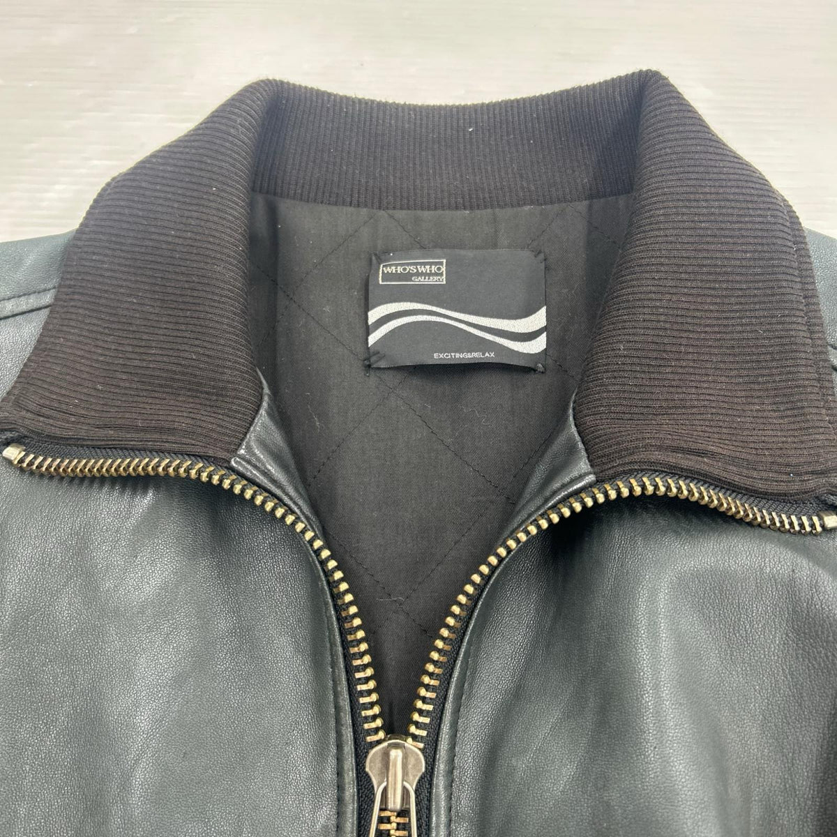 レザージャケット WHO'S WHO gallery Real Leather Flight Jacket L DGR L ブラック