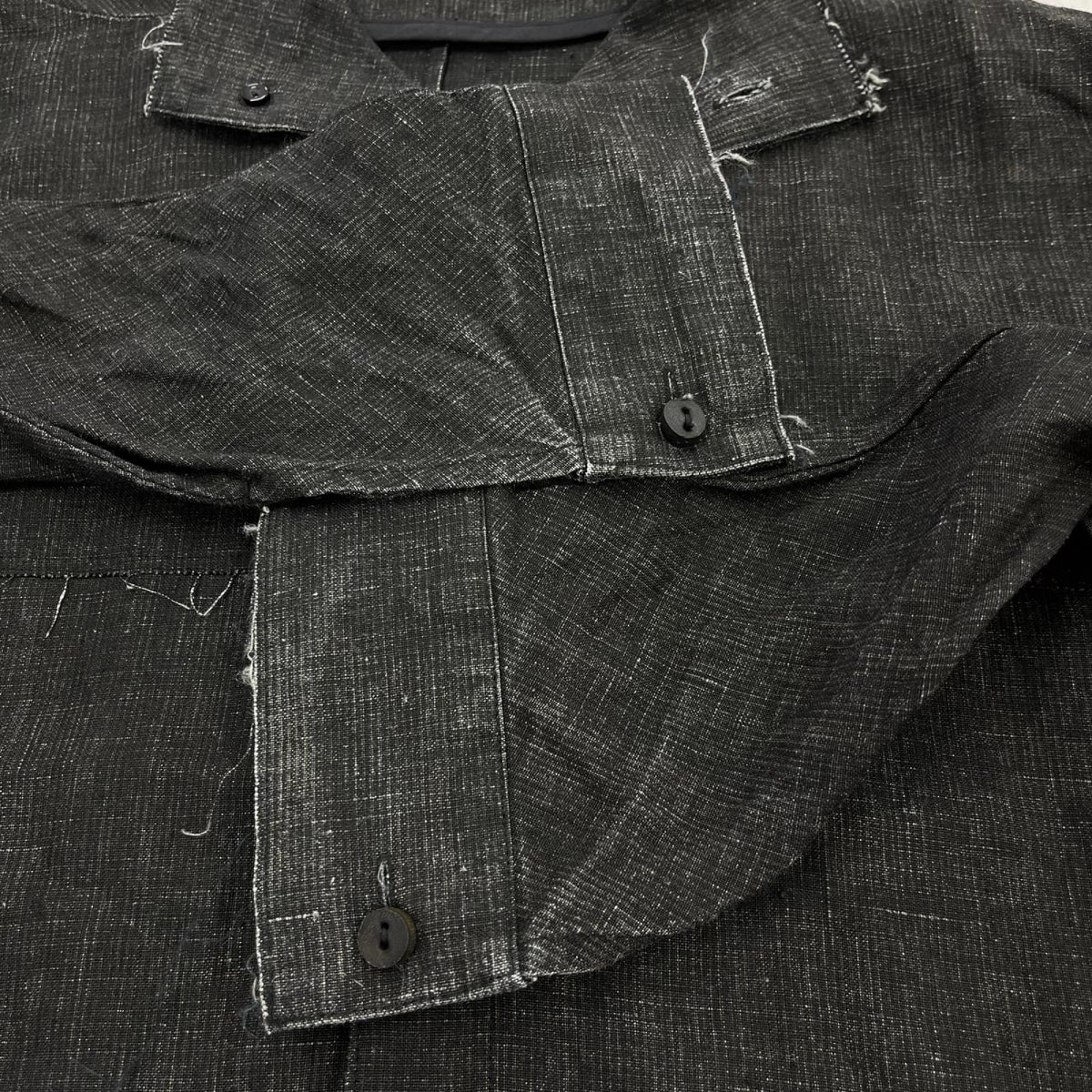 長袖シャツ D.HYGEN 墨コーティングリネンシャツ 1 ブラック