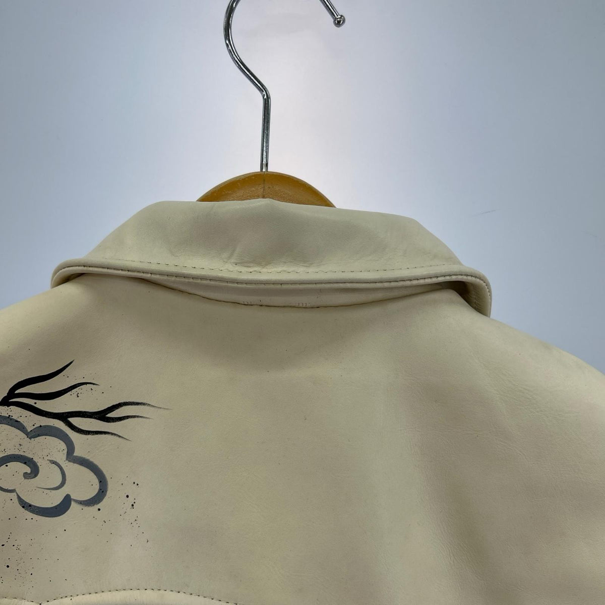 レザージャケット ZEN CLOTHING ドラゴンペイント WHT L L ホワイト