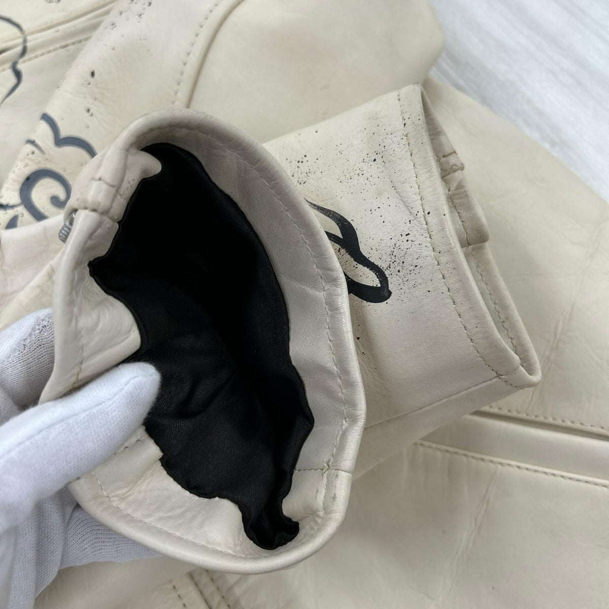 レザージャケット ZEN CLOTHING ドラゴンペイント WHT L L ホワイト