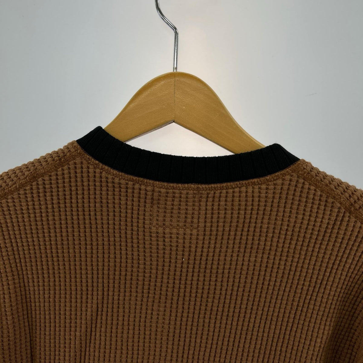 長袖Tシャツ Waffle Half Zip 茶 (XL) ブラウン