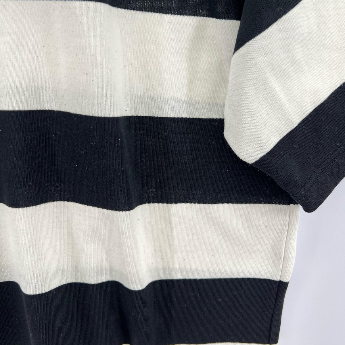 ポロシャツ ボーダー SS RUGBY POLO 白/黒 M ブラック