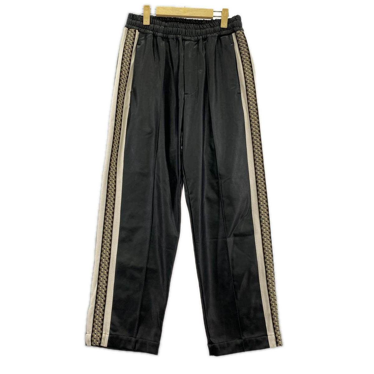 パンツ 22aw LEATHER TRACK PANTS S ブラック