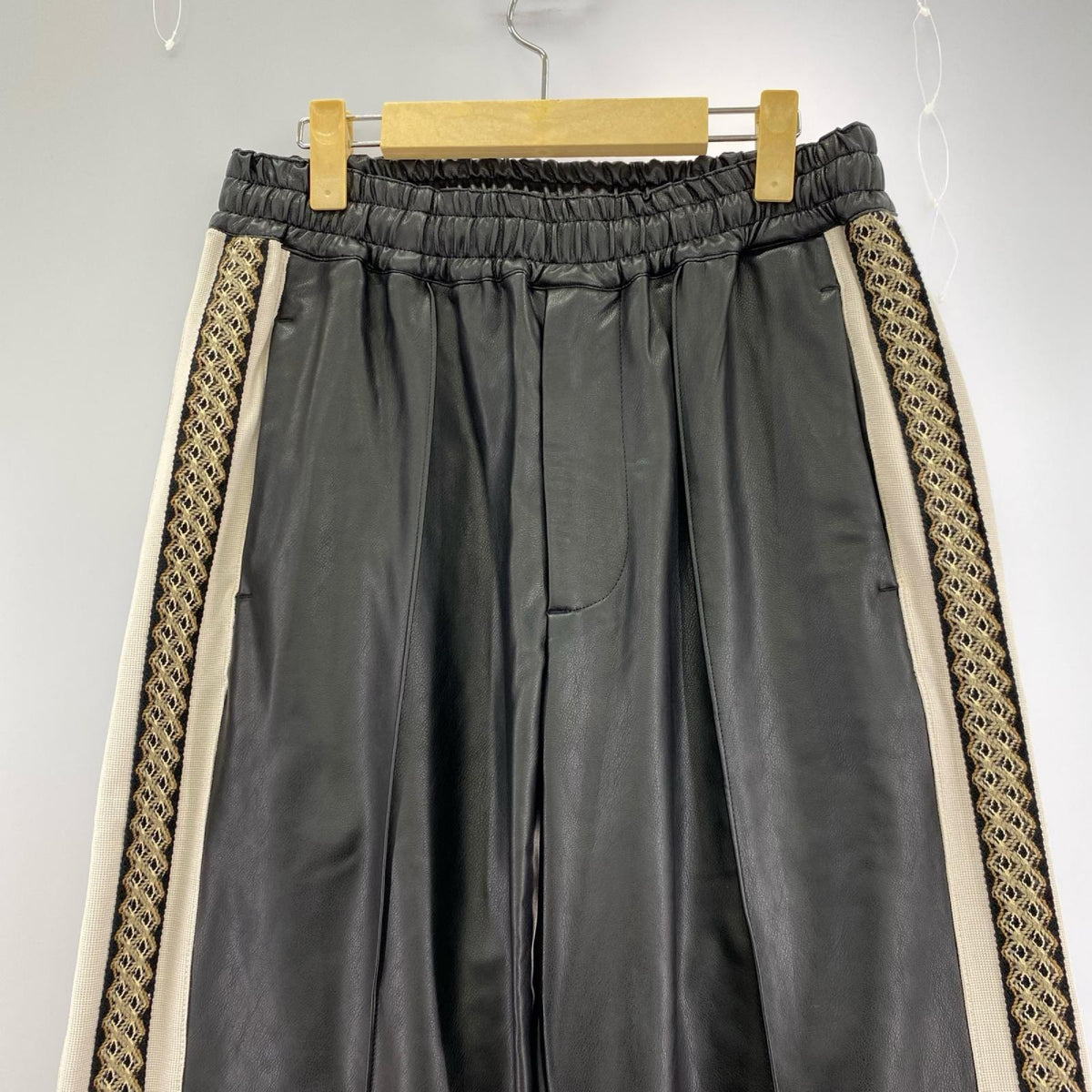 パンツ 22aw LEATHER TRACK PANTS S ブラック