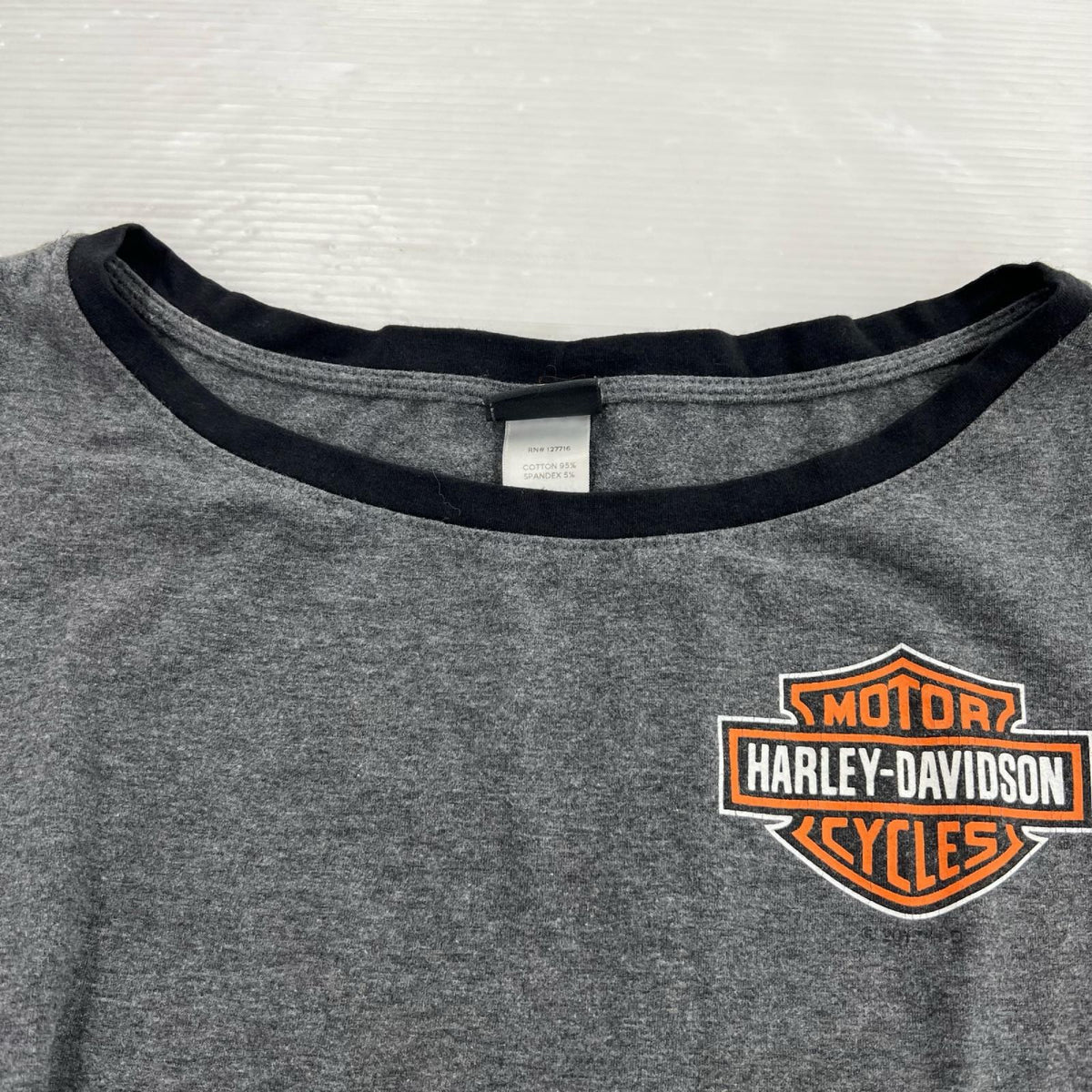 長袖Tシャツ 2017 USA製 袖ラインロゴ ストレッチロンTee L グレー