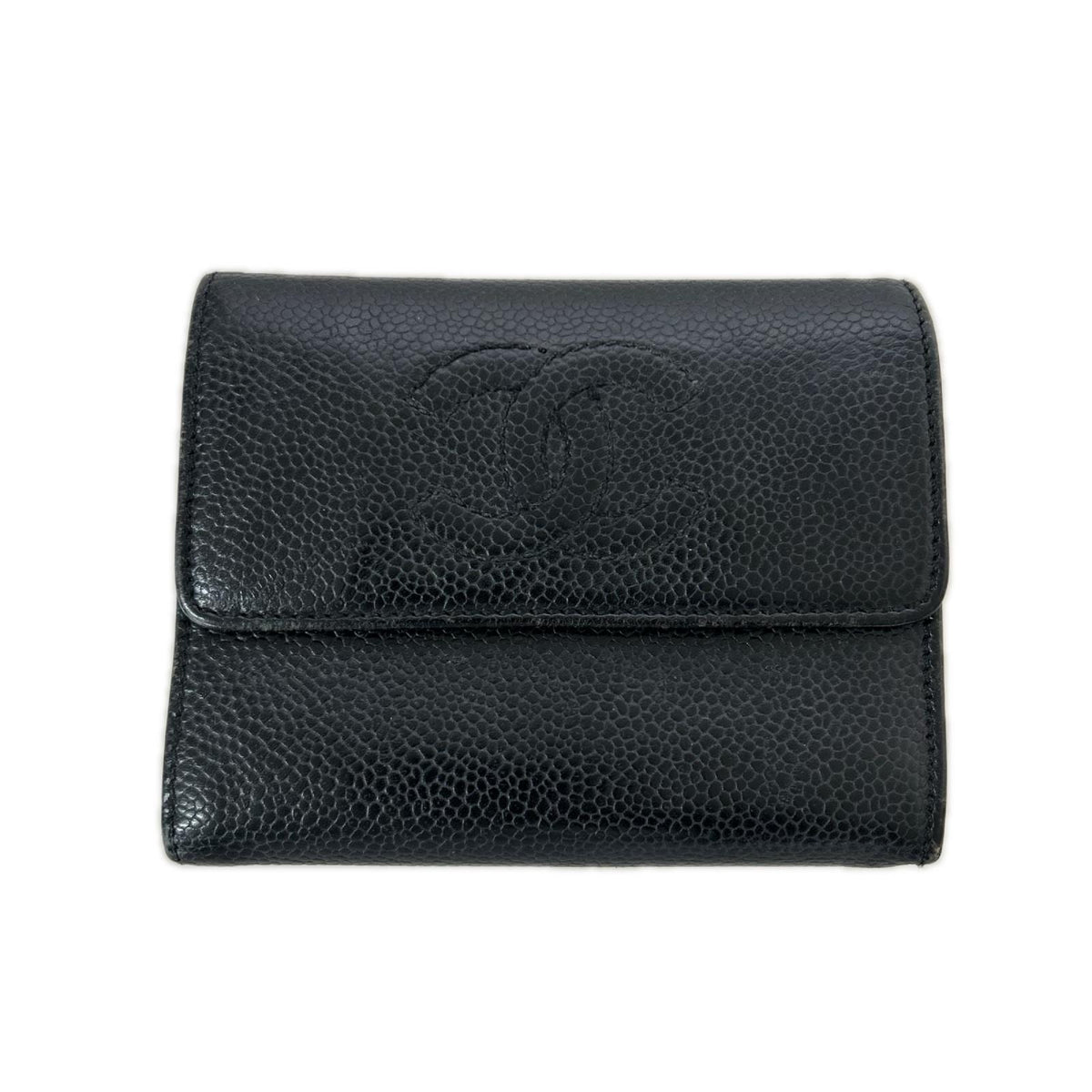 CHANEL/キャビアスキン/ココマーク/コンパクトウォレット