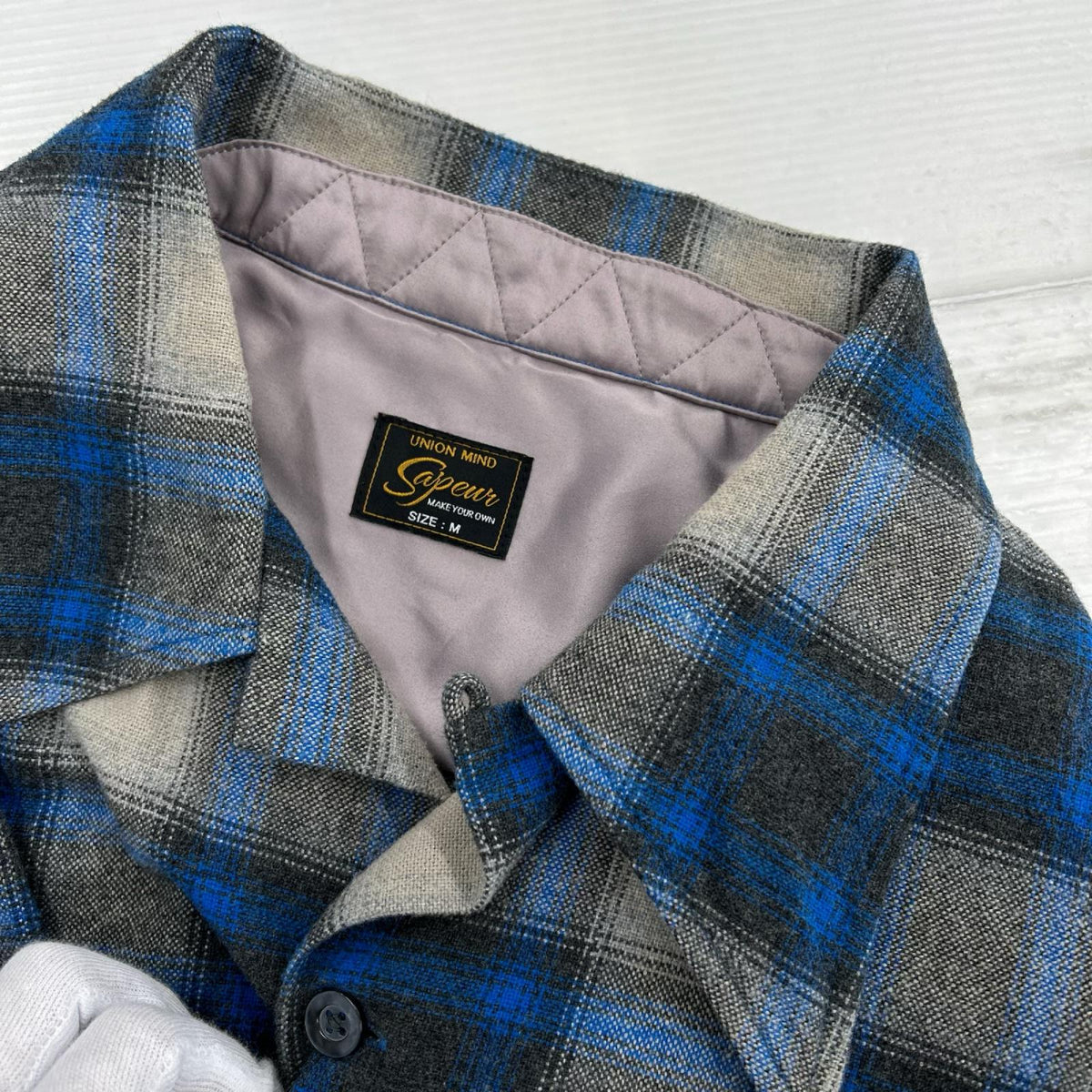 長袖シャツ SNVG Ombre Check Shirt M ブルー