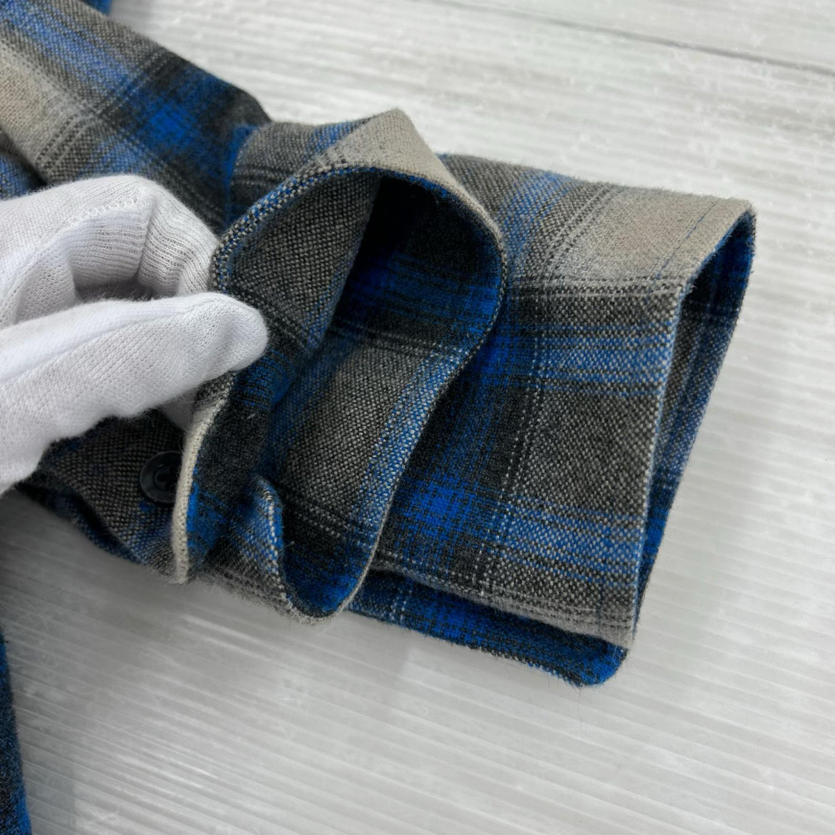 長袖シャツ SNVG Ombre Check Shirt M ブルー