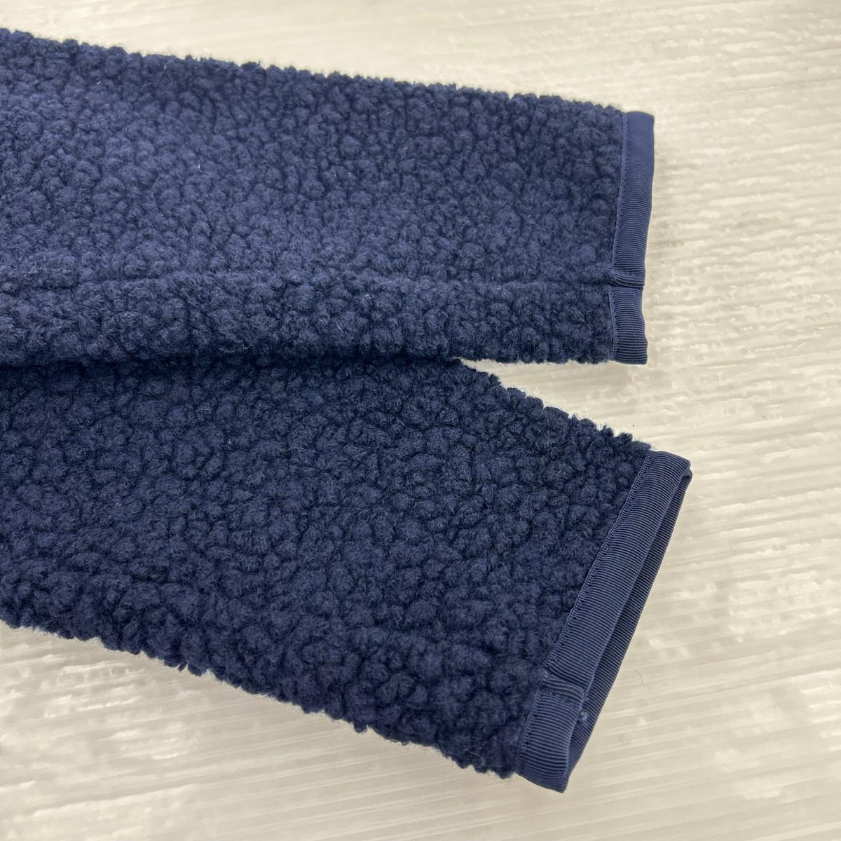 ブルゾン Drake's BOUCLE WOOL ジップ フリース 紺 (S) S ネイビー