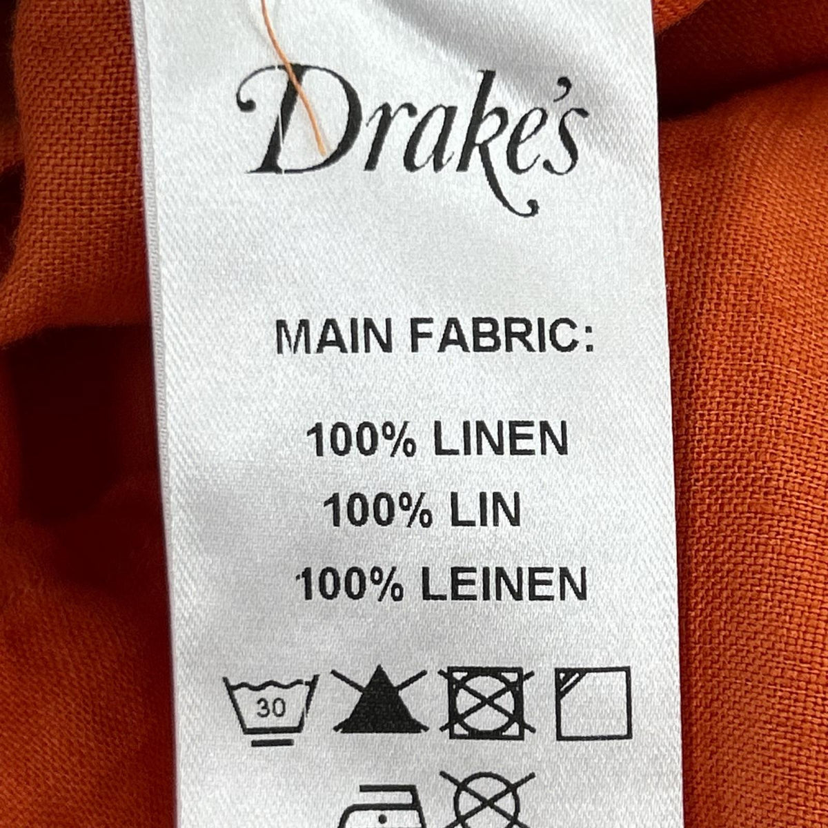 長袖シャツ Drake’s Linen Summer Shirt オレンジ (M) M オレンジ