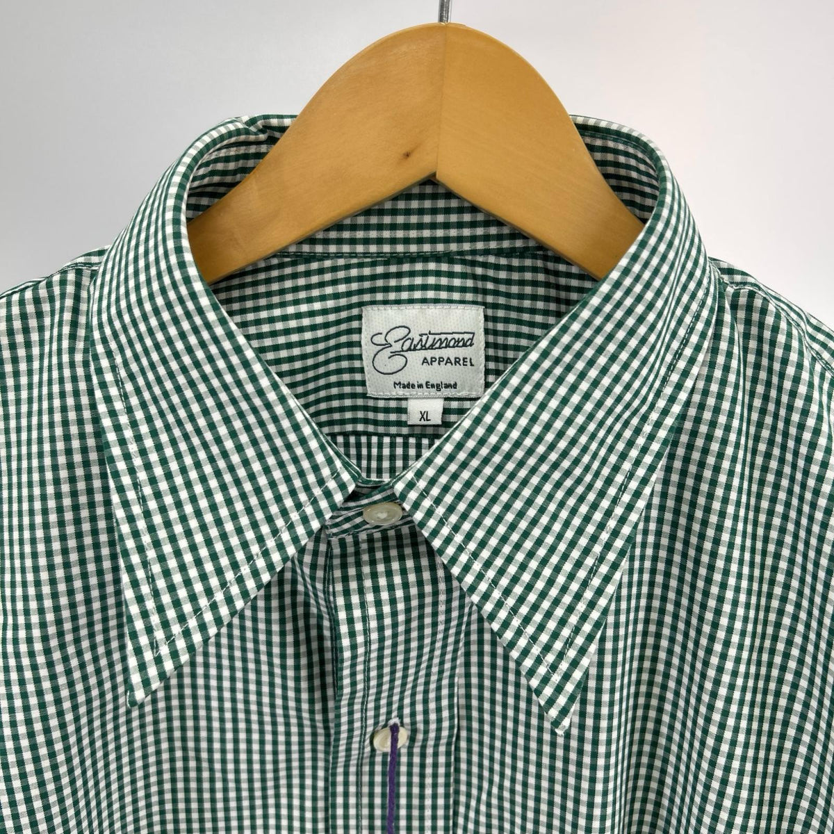 長袖シャツ EASTMOND APPAREL ギンガムチェック 白緑 (XL)