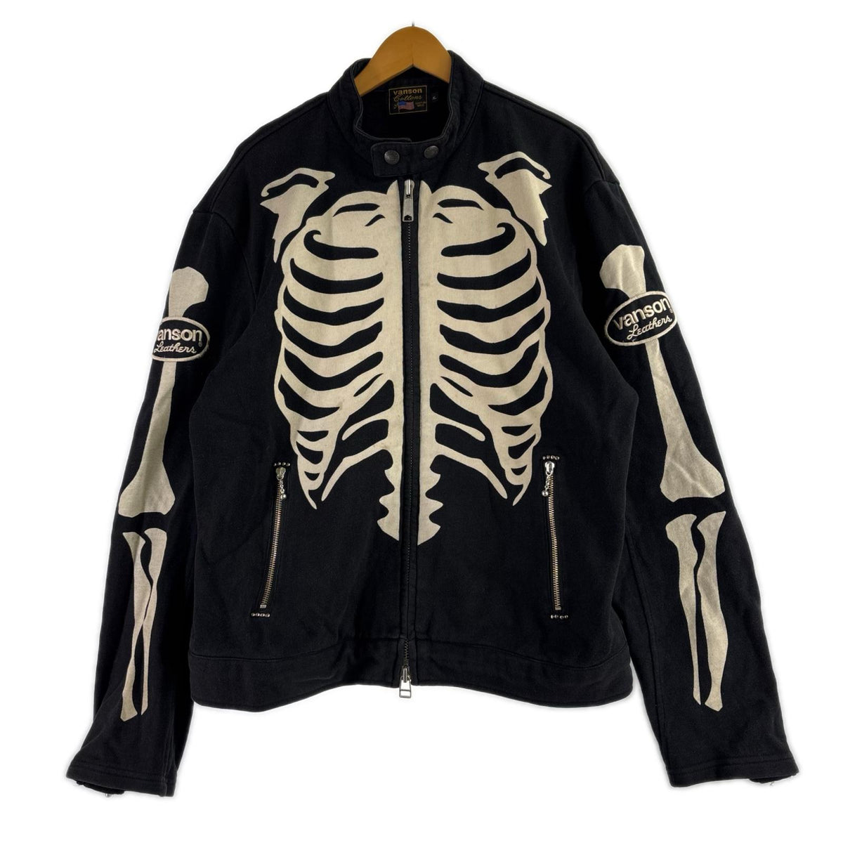 ジャケット VANSON スケルトンコットンジャケット 黒 (XL) ブラック