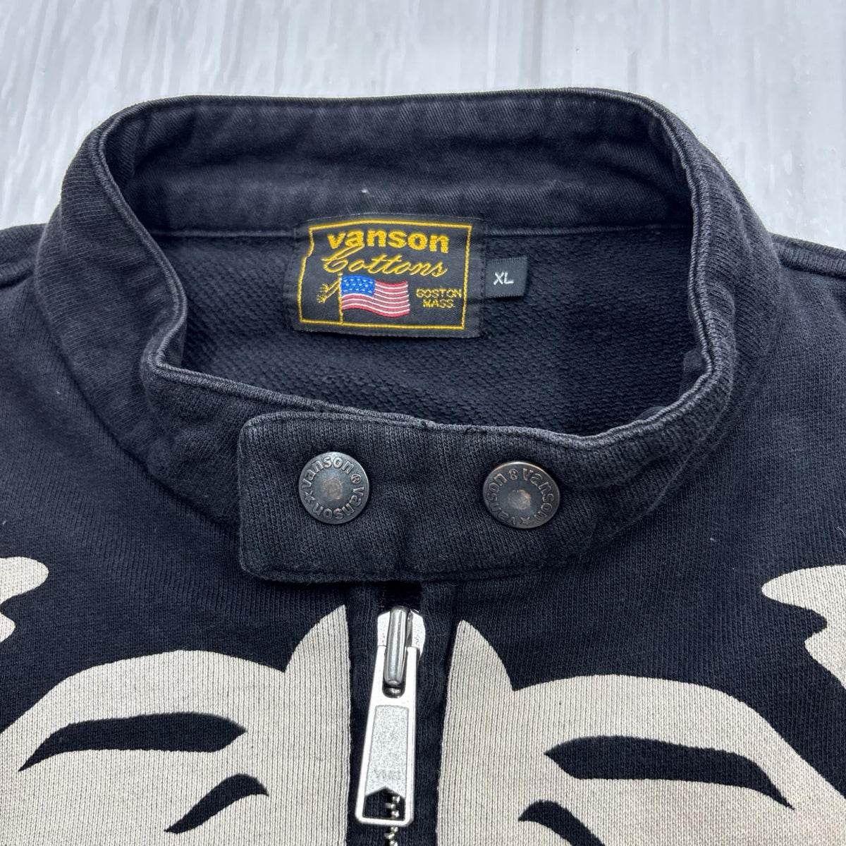 ジャケット VANSON スケルトンコットンジャケット 黒 (XL) ブラック