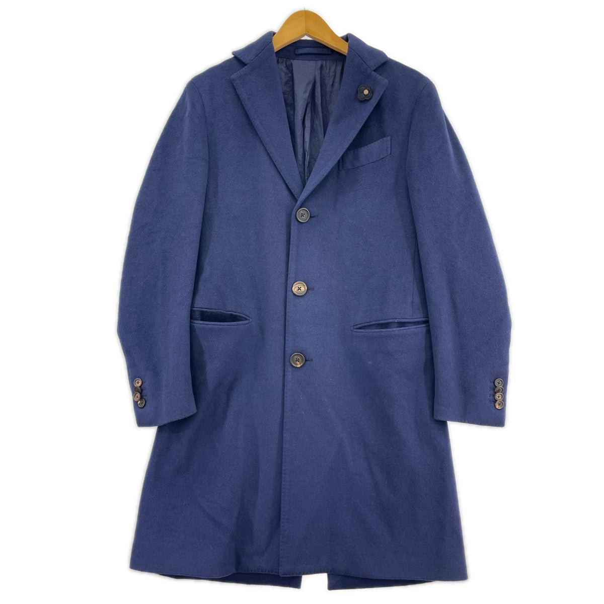その他アウター LARDINI カシミヤ チェスターコート 44 ネイビー