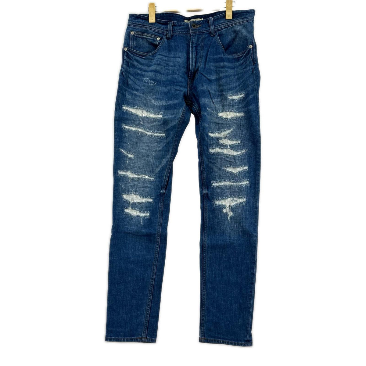 デニムパンツ Damage Skinny Jeans 青 (M) M ブルー