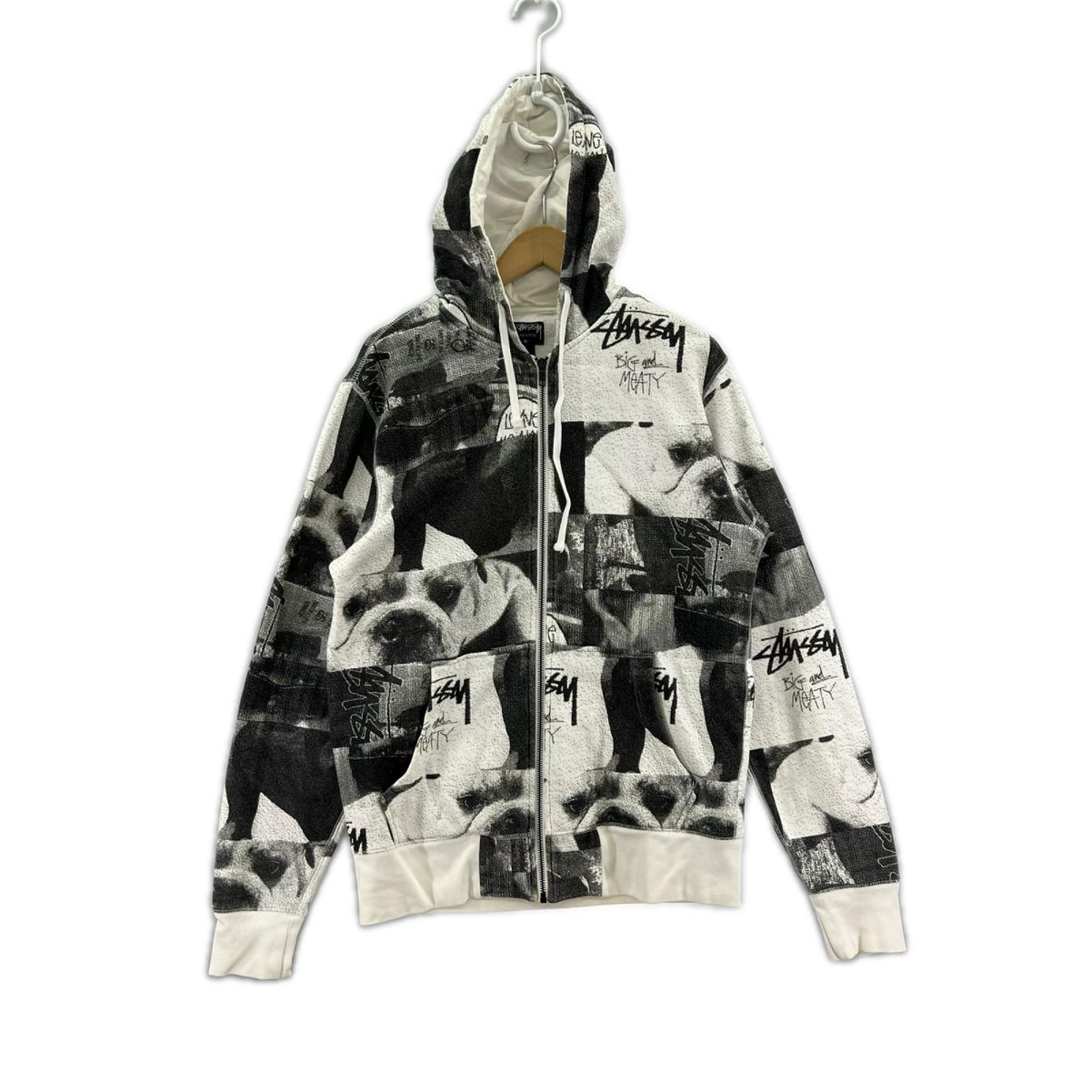 パーカー STUSSY 総柄コラージュジップパーカー M